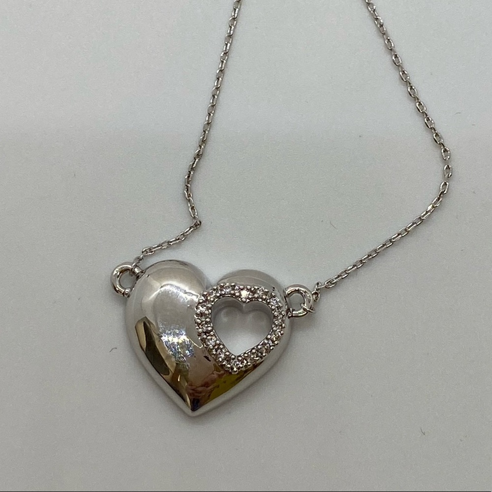 Lia Sophia Double Heart Sliver Crystal Necklace